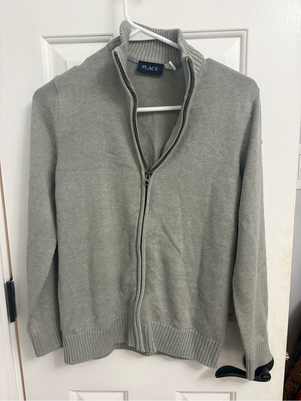 The Children's Place Men's Light Gray Zip-Up Sweater